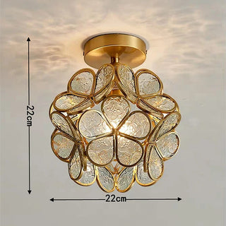 Madrid - Tiffany Glass Nordic Flower Copper Hanging  Pendant Light Fixture