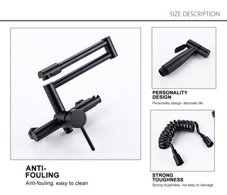 Tonda - Brass Wall Mounted Double-Jointed Sink Tap With Spray Gun