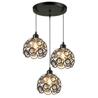 Cassi - Round Flower Hanging Crystal Pendant Ceiling Light