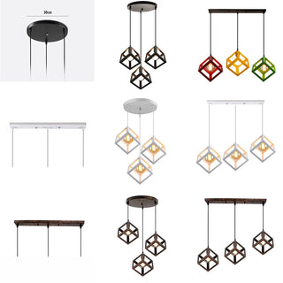 Maha - Modern Square Caged Metal Cube Pendant Hanging Ceiling Light