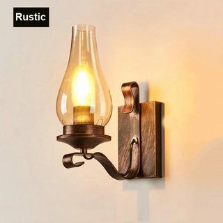 Winona - Retro Industrial Black Iron Glass Wall Light