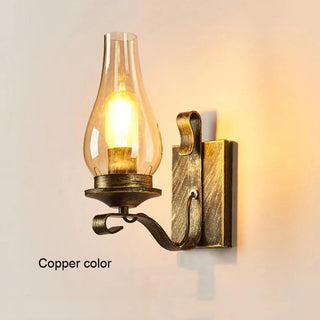Winona - Retro Industrial Black Iron Glass Wall Light