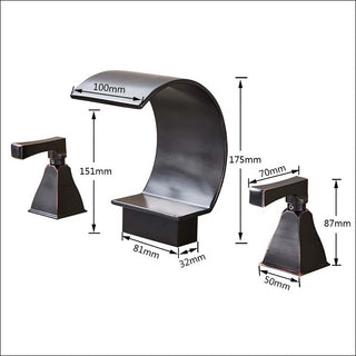 Eli - Bright Golden Waterfall Basin Faucet Dual Crystal Handle Sink Mixer