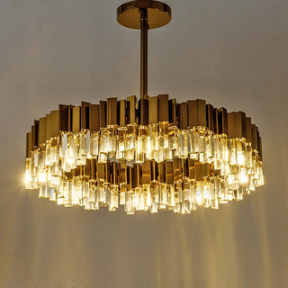 Claire- Modern Gold Stainless Steel Crystal Round Chandelier