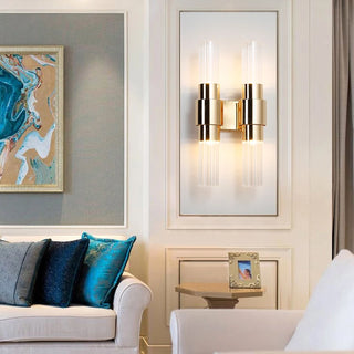 Elowyn - Modern Gold Glass Cylindrical Up Down Wall Light