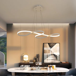 Sassy - Gold Round Modern Wave Hanging Ceiling Light Chandelier