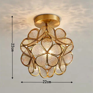 Madrid - Tiffany Glass Nordic Flower Copper Hanging  Pendant Light Fixture
