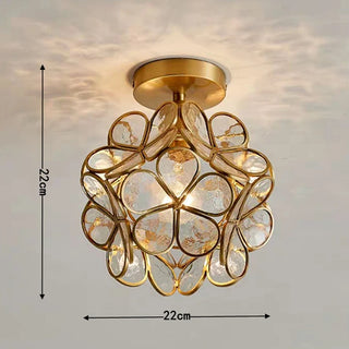 Madrid - Tiffany Glass Nordic Flower Copper Hanging  Pendant Light Fixture