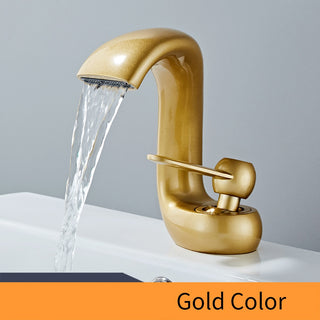 Lex - Curved Bathroom Single Lever Modern Mixer Basin Tap