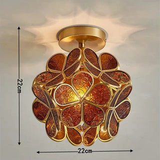 Madrid - Tiffany Glass Nordic Flower Copper Hanging  Pendant Light Fixture