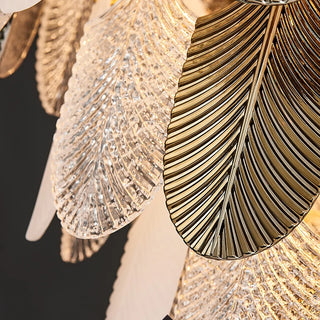 Victoria - Modern Abstract Tiered Patterned Glass Leaf Dimmable Chandelier