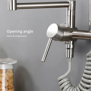 Tonda - Brass Wall Mounted Double-Jointed Sink Tap With Spray Gun