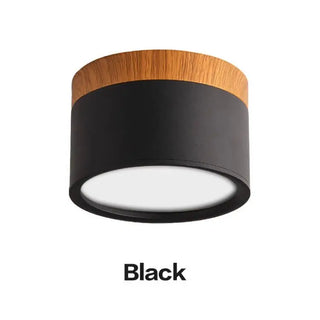 Nicoll - Nordic Wood Style Surface Mounted Round Ceiling Downlight