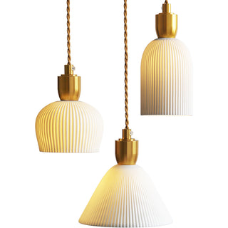 Cannes - Ceramic Resin White Gold Hanging Pendant Ceiling Light