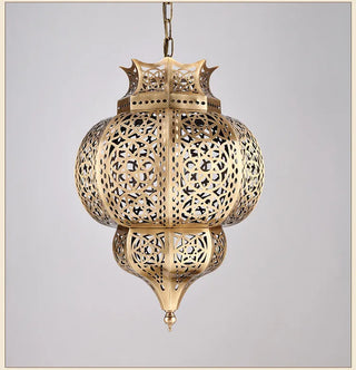 Floro - Brass Lantern Vintage Perforated Hanging Pendant Ceiling Light