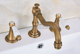 Nilson - Vintage Brass Dual Handle Deck Mounted Basin Mixer Tap