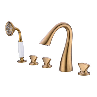 Cyprian - Modern 5 Piece Bathtub Filler Set with Pull Out Handheld Shower