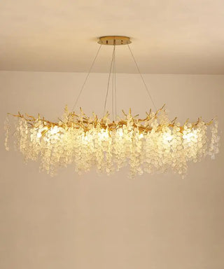 Lyn - Glass Gold Tree Hanging Flower Petal Ceiling Light Chandelier