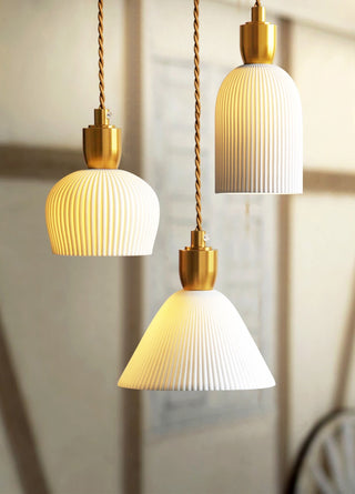 Cannes - Ceramic Resin White Gold Hanging Pendant Ceiling Light