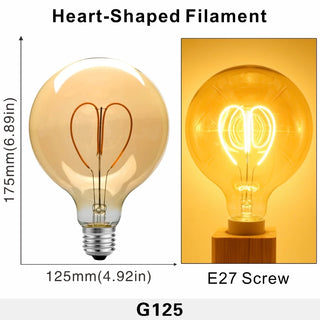 Retro G125 Heart E27 Screw Bulb 4W