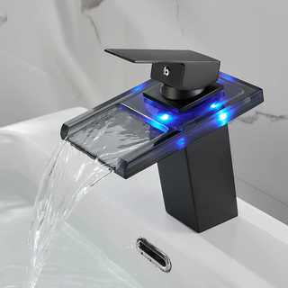 Fedor - Blue Modern LED Hot/Cold Waterfall Basin Tap