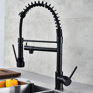 Kittie - Spring Pull Down Hot/Cold Water Mixer Crane Tap with Dual Spout