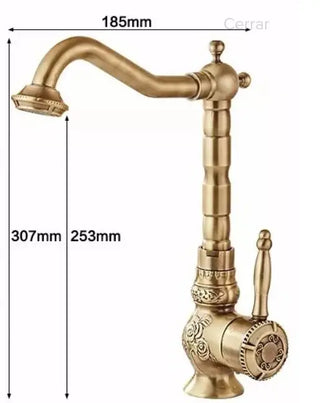 Mellisa - Antique Brass Rotating Single Lever Mixer Basin Tap