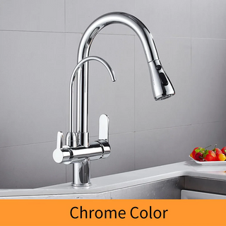 Cirillo - Solid Brass Pull Out Crane Deck Mounted Single Lever Kitchen Tap