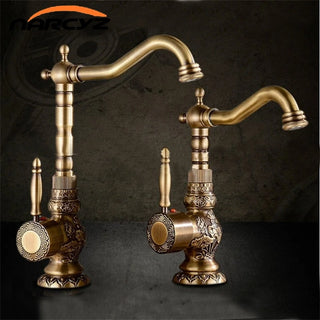 Mellisa - Antique Brass Rotating Single Lever Mixer Basin Tap