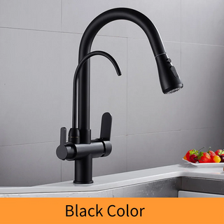 Cirillo - Solid Brass Pull Out Crane Deck Mounted Single Lever Kitchen Tap