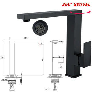 Katina - Solid Brass Swivel Modern Crane Mixer Kitchen Tap