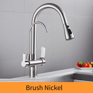 Cirillo - Solid Brass Pull Out Crane Deck Mounted Single Lever Kitchen Tap