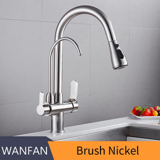 Cirillo - Solid Brass Pull Out Crane Deck Mounted Single Lever Kitchen Tap