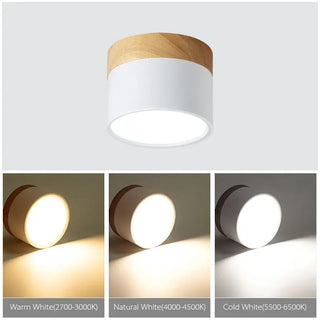 Nicoll - Nordic Wood Style Surface Mounted Round Ceiling Downlight