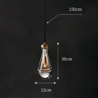 Monte - Teardrop Black Cord Hanging Glass Pendant Ceiling Light