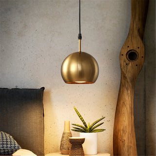 Falun - Brass Metal Round Hanging Pendant Ceiling Light