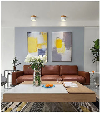 Nicoll - Nordic Wood Style Surface Mounted Round Ceiling Downlight