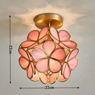 Madrid - Tiffany Glass Nordic Flower Copper Hanging  Pendant Light Fixture