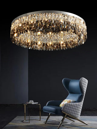 Alpine - Silver Round Coloured Hanging Glass Recessed Ceiling Light Chandelier