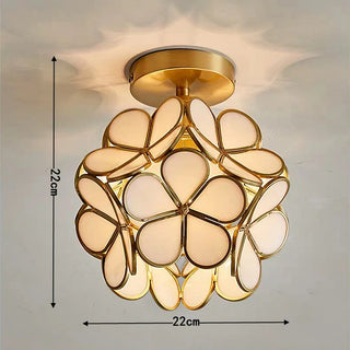 Madrid - Tiffany Glass Nordic Flower Copper Hanging  Pendant Light Fixture