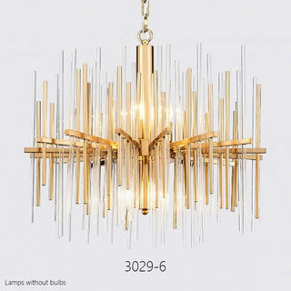 Burak - Modern Round Thin Tube Crystal Glass Hanging Chandelier