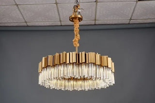 Claire- Modern Gold Stainless Steel Crystal Round Chandelier