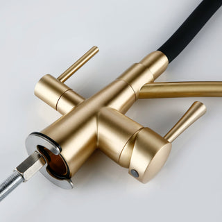 Cinthia - Pull Out Modern Single Hole Double Handle Hot & Cold Mixer Kitchen Tap