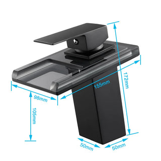 Fedor - Blue Modern LED Hot/Cold Waterfall Basin Tap