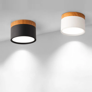 Nicoll - Nordic Wood Style Surface Mounted Round Ceiling Downlight