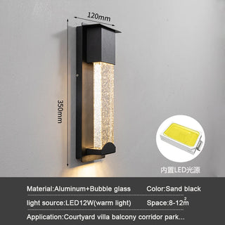 Caddock - Waterproof Modern Sparkle Crystal Outdoor Wall Light