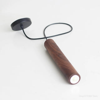 Huelva - Modern Walnut Beech Wood Cylindrical Tube Hanging Pendant Ceiling Light