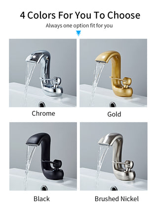 Lex - Curved Bathroom Single Lever Modern Mixer Basin Tap