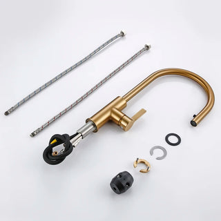 Dotty - Modern Gold Brass Swivel Single Handle Kitchen Mixer Tap