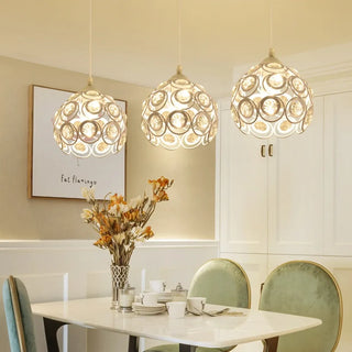 Cassi - Round Flower Hanging Crystal Pendant Ceiling Light